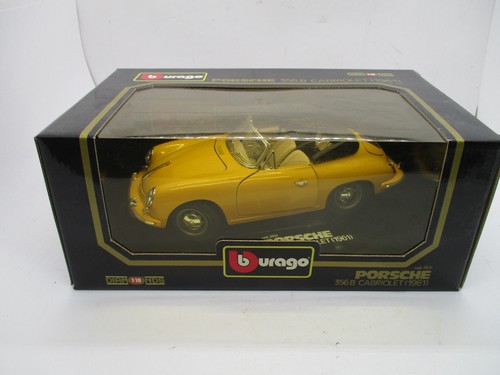 Burago - 1961 Porsche 356B Cabriolet gelb Maßstab 1:18 Diecast Auto