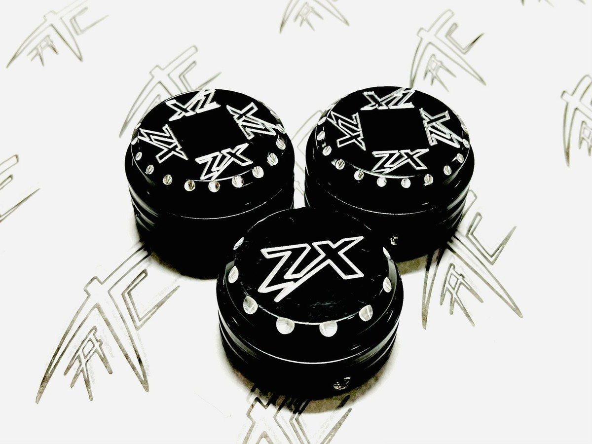 non ❥ ZX-14 BLACK CONTRAST DIAMOND CUT “ZX” FORK & YOKE CAP 06-24