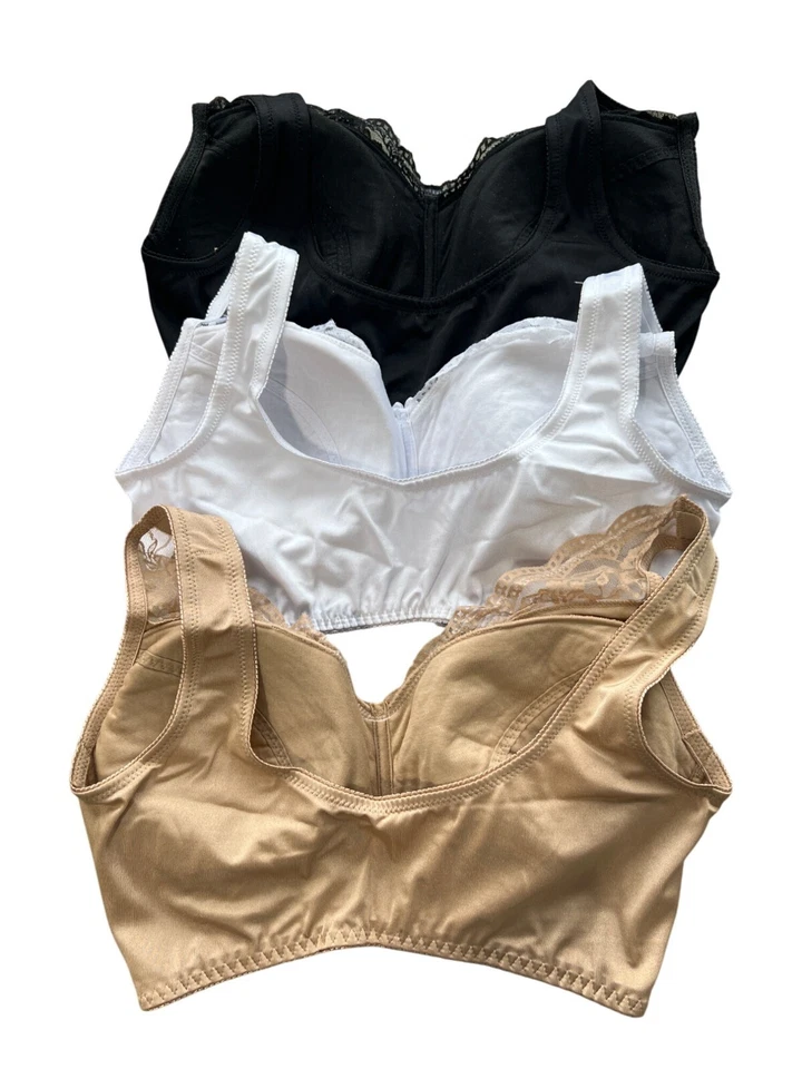 Rhonda Shear 3 Pk Classic Pin Up Bra Size Large Black White Beige Intimate 653.8 - Image 3 of 4