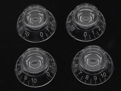 Clear/Transparent LP Bell Knobs Top Hat Knobs White Number for Gibson Les Paul