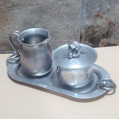 Vintage BW Buenilum Aluminium Zuckerdose Set mit Tablett - Bild 12 von 12