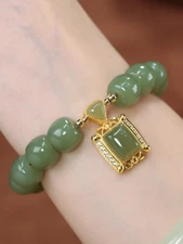 Rhinestone Decor Square Charm Beaded Bracelet Creative Jewelry Stackable