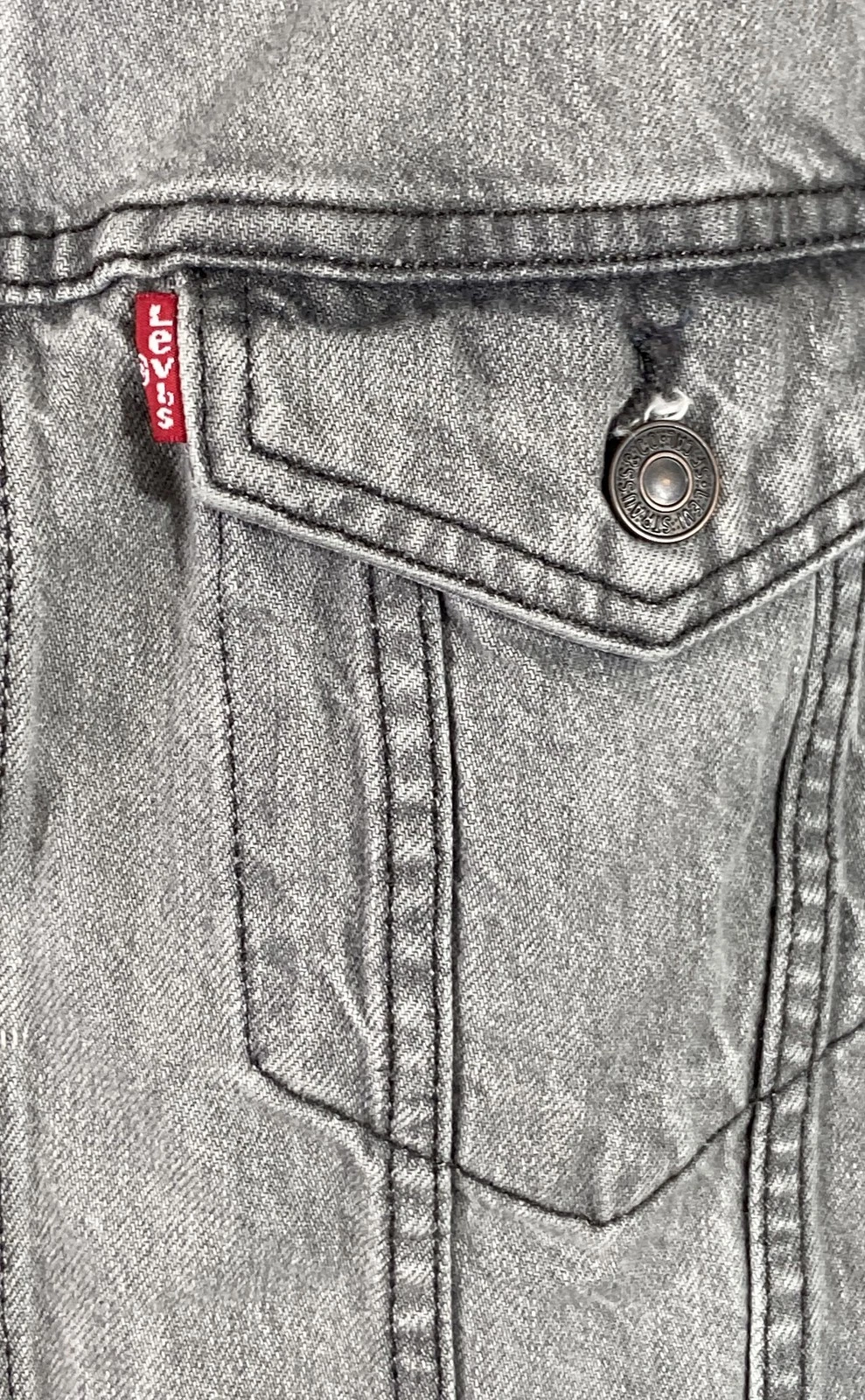 Levi's Men's Grey Trucker Denim Jacket DIY Distressed Bleach Frayed Size L image 5