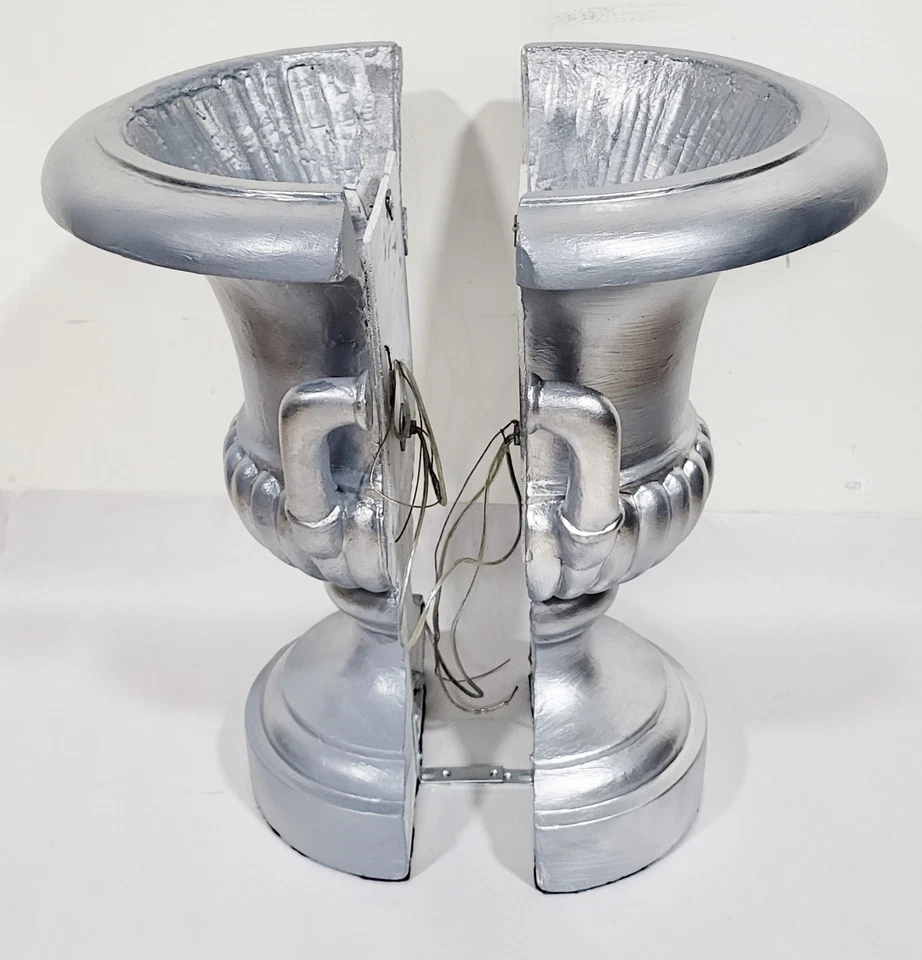 XL пара антикварных французских неоклассических СЕРЕБРЯНЫХ ОКРАШЕННЫХ резных ДЕРЕВЯННЫХ УРН настенных бра - Изображение 3 из 4