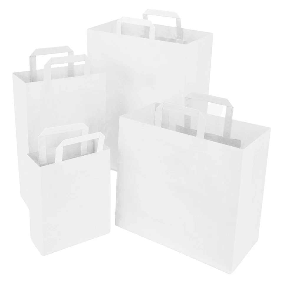 verpacking 250 Papiertragetaschen mit Flachhenkel Papiertüten Bio Papiertasche - Bild 3 von 4