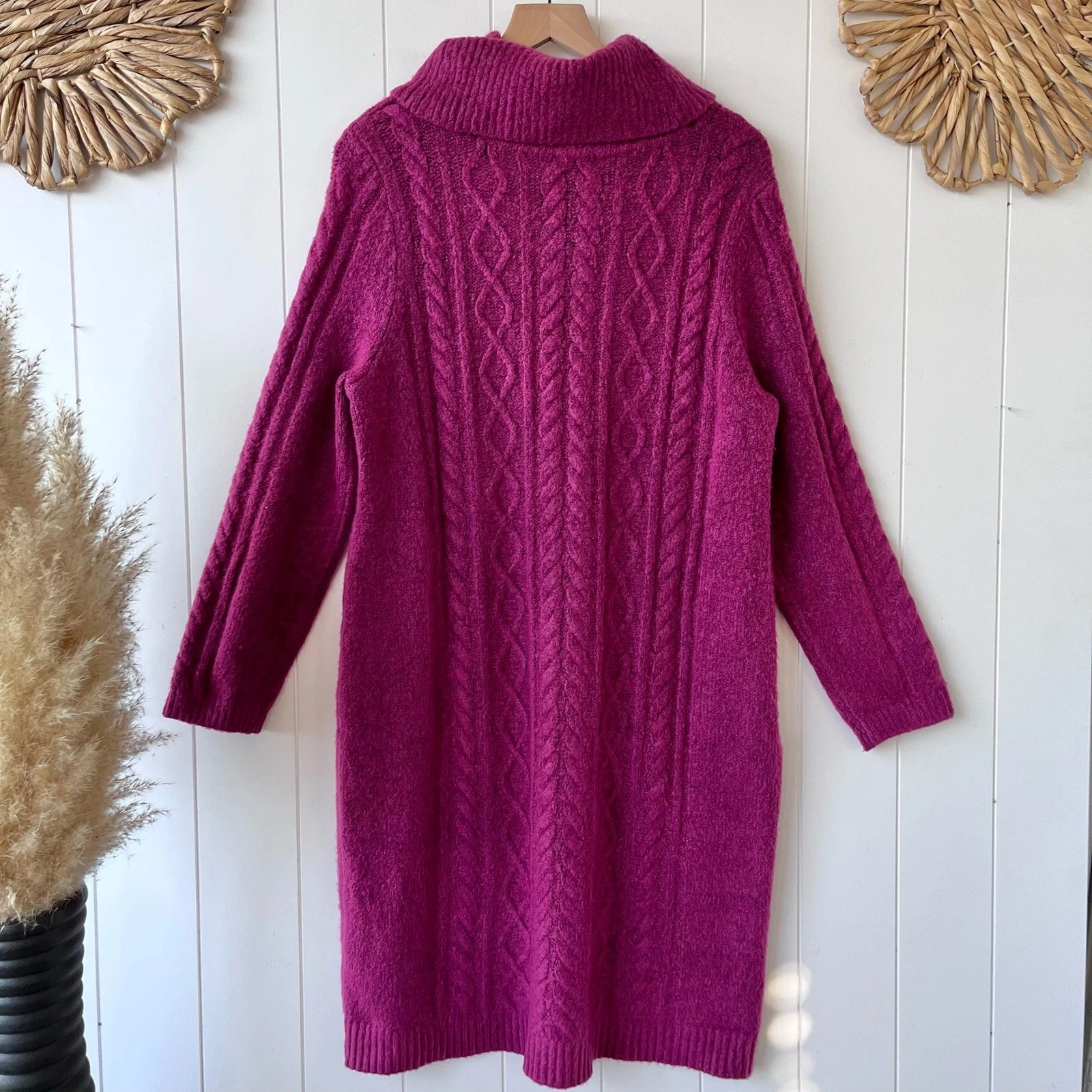 VALENTINO Talbots maglione vestito maglia cavo P XL collo cappuccio elasticizzato