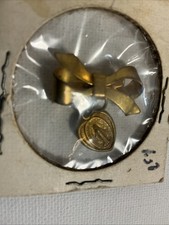 Vintage Auxiliary Bow Pin Jewelry Pendant Dangle Rare Old Antique Bronze Color