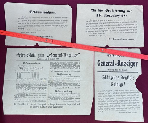 Flugblätter Bekanntmachung Extra Blatt Beginn 1. WK Mobilmachung Kriegszustand - Bild 1 von 6