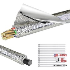 Self-Adhesive Automotive Heat Shield Sleeve, 1/2" x 39" 1/2" I.D. x 39in Silver