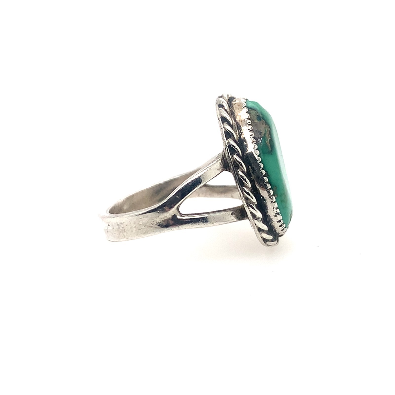 Sterling Silver Split Shank Turquoise Ring - image 2