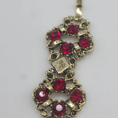 Red Rhinestone Bracelet 6.5" - Picture 7 of 16