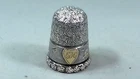 VICTORIAN SILVER HEART THIMBLE 1895 CHESTER STERLING ANTIQUE