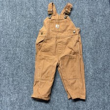 Carhartt Kids 12M Duck Brown Canvas Bib Overalls OX8609-B Double Knee Snaps