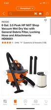 RIDGID- 6 Gallon 3.5 Peak HP NXT Shop Vacuum Wet Dry Vac with General Debris