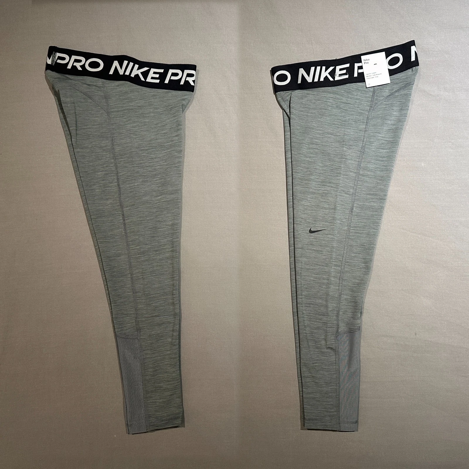 Nike Pro Mid-Rise Crop Mesh Panel Leggings XS Grey