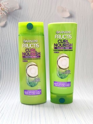 (Set of 2) Garnier Fructis Curl Nourish Moisturizing Shampoo & Conditioner 12 oz