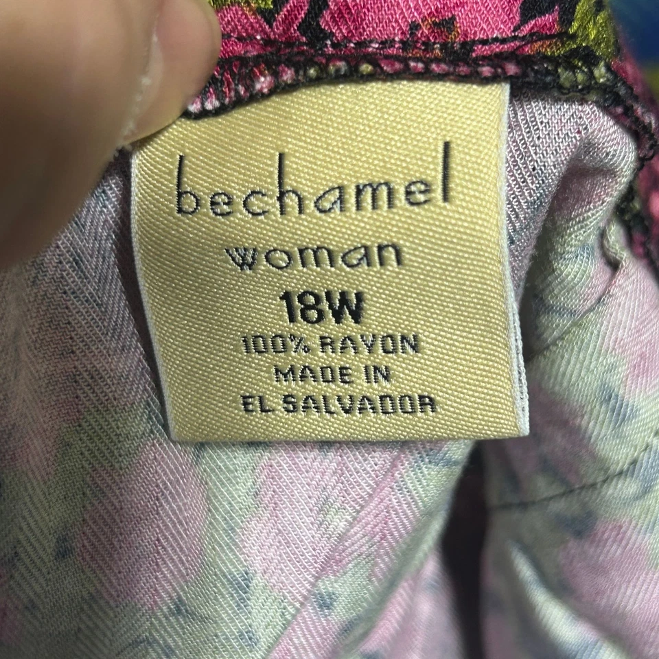 Bechamel юбка женщин 18 Вт цветочный пейсли черный розовый вискоза ALine Midi кнопка - Изображение 2 из 4