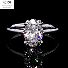 IGI 2.10Ct E VS1 Oval Cut Lab Grown Diamond Engagement Ring Solid 950 Platinum