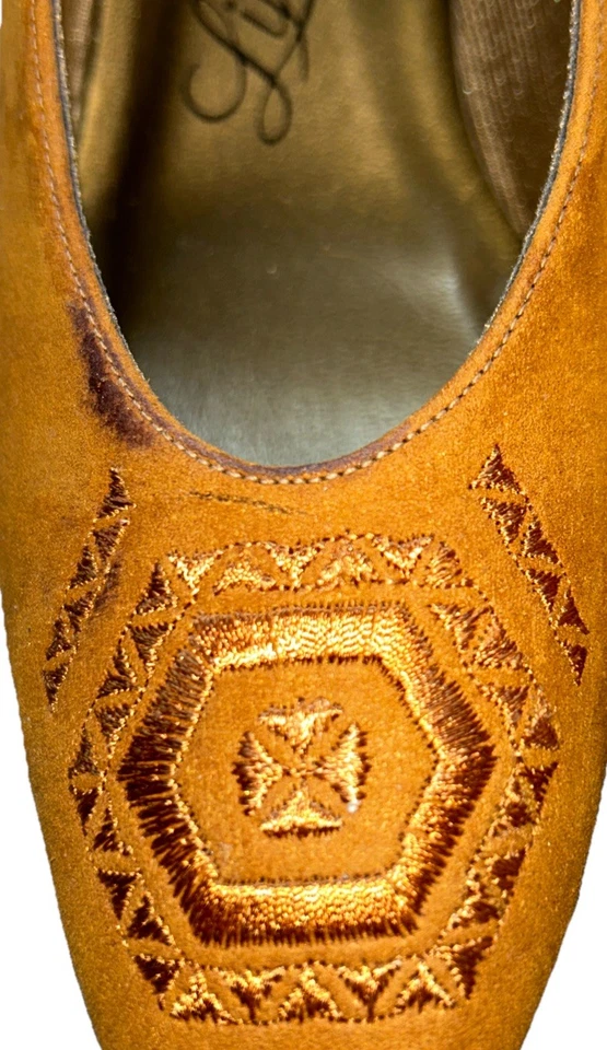 Bomba Life Stride Vintage Diseño Geométrico Marrón Claro Talla 9 Pequeña Mancha 2da Imagen Foto 2 de 4