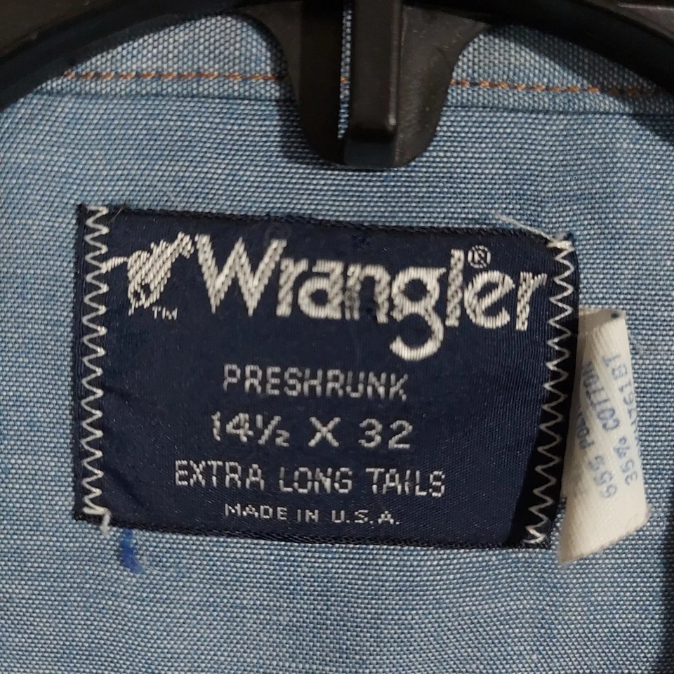 Винтажная мужская рубашка Wrangler 14,5x32 Pearl Snap вестерн удлиненные хвосты США 90-е - Изображение 2 из 4