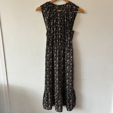 J. Crew Mercantile Black Microfloral Maxi Dress Womens XS Pockets Grunge Fairy