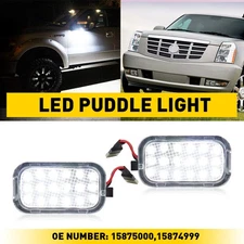 Xenon Lights LED White Puddle Lamps Side Mirror Fit Chevrolet Avalanche 2007-12