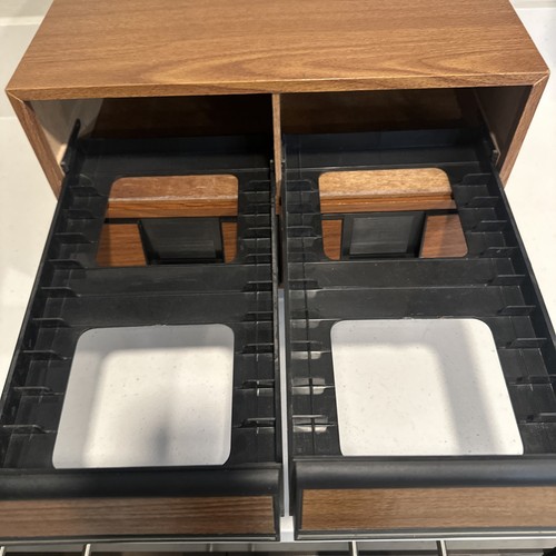 TWO Original VTG 70's 80's Faux Wood 2 Drawer Cassette Storage Cases CAN STACK - Picture 3 of 5