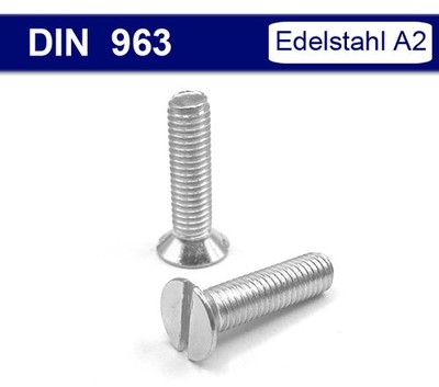 Senkkopfschrauben DIN 963 mit Schlitz - M2 M3 M4 M5 M6 M8 M10 - Edelstahl A2 V2A