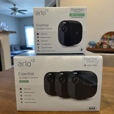 Arlo Essential Spotlight Indoor Outdoor  Wireless Camera BUNDLE - Pack of 4