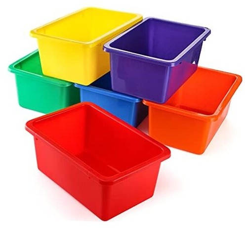 6 Pack Cubby Bin Storage Bins, Multi-Purpose Plastic Storage Bins Stackable