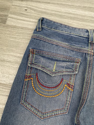 True Religion Joey Super T Blue Jeans Flap Pocket Size 32 Made In USA - Picture 11 of 23