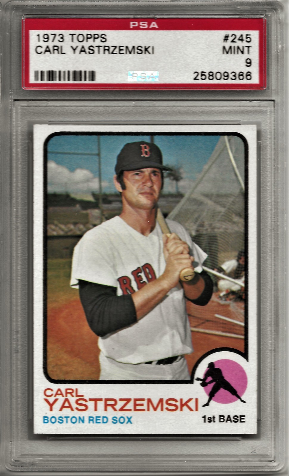 1973 Topps #245 Carl Yastrzemski PSA 9 Mint Red Sox HOF
