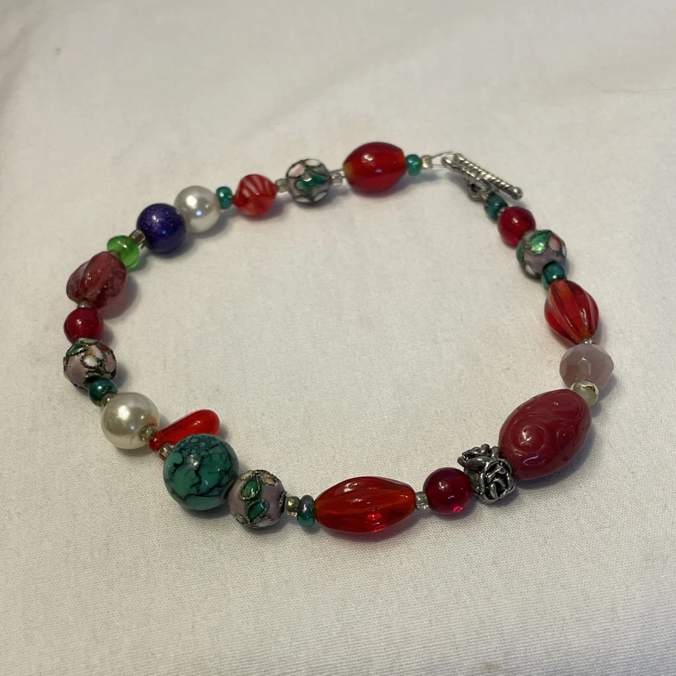 Inspirational Amulet 8.5" Beaded Bracelet Multicolor Toggle Clasp Summer Fun - Image 3 of 4