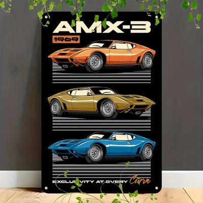 AMX 3 Concept Sport Car Aluminum Modern Tin Metal Signs Home Décor 8x12 