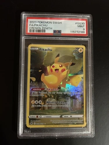 2023 Pokemon Pikachu SWSH GG30/GG70 Crown Zenith  PSA 9 Full Art Mint  TCG