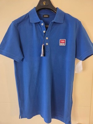 DIESEL T-Kal-Patch Polo Shirt Herren  BLAU - GRÖßE L - NEU