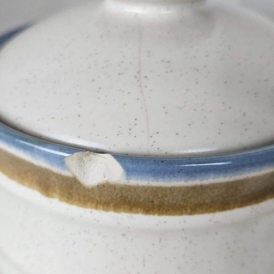 Crema y azucarero Mikasa Blue Hill Craft Stone J5001 con tapa azul marrón HasChip Foto 2 de 4