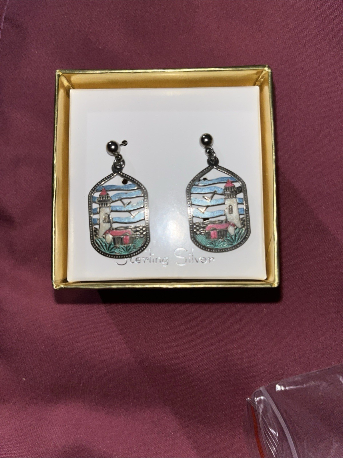 lighthouse earrings Silver Plated Lightweight - image 3