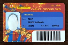 2009 Barcelona Child Membership Card Pass Messi Cartoon * 6 Titles in One Year *