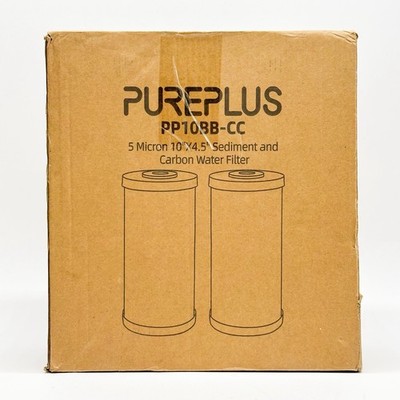 Set of 2 PurePlus PP10BB-CC 5 Micron Whole House Sediment & Carbon Filter   New