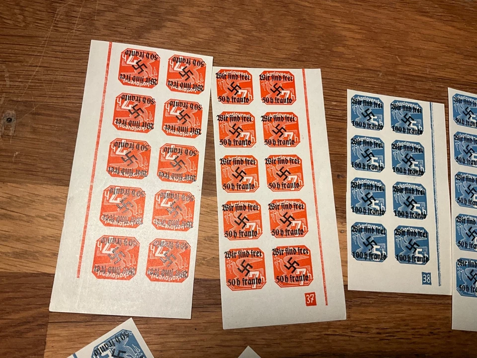 Alemania Checoslovaquia Esvástica Sobreimpresión en bloques imperfectos como nuevos lote 2 ad2 Foto 3 de 4