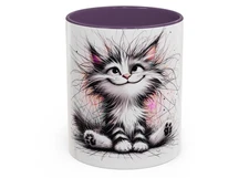 Cute Cat Accent Coffee Mug 11oz – Ceramic Cup for Cat Lovers Gift