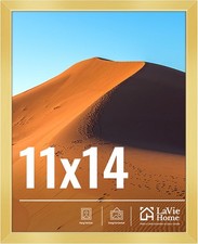 LaVie Home 11x14 Picture Frame for Wall Display, 11x14 Gold Picture Frame with H