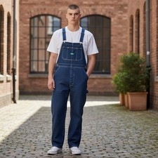 Key Imperial Mens Denim Overalls Dark Wash Workwear Bibs W40 L34 Cotton Y2K VTG