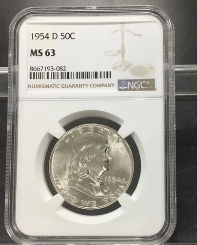 1954-D Franklin Half Dollar Silver Coin NGC MS63