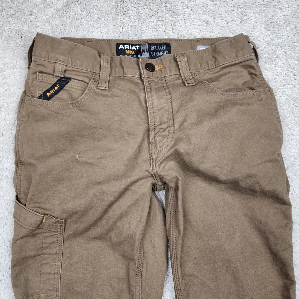 Pantalones de Trabajo ARIAT M4 Rebar Relajados Rectos Caqui Para Hombre Talla 30x32 EE. UU. Marrón Foto 4 de 4
