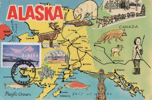 US Maxi Card FDC Alaska Statehood, Map, Animals Zayix Stamps 0924M0229 - Picture 1 of 2