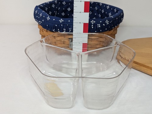 Longaberger 10" Generations Korb 1999 blau Liner geteilt Kunststoffeinsatz Deckel - Bild 9 von 14