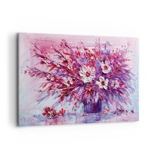 Quadro su Tela 120x80cm Impasto Fiori Rosa Stampe Immagini Quadri Moderni Murale