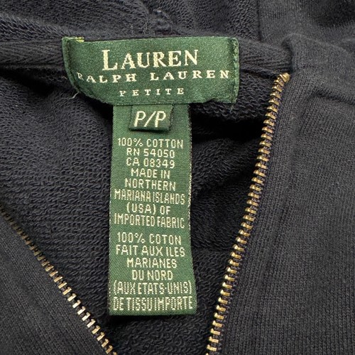 Lauren Ralph Lauren Dress Womens Size PP Navy Hooded Quarter Zip Sweatshirt Y2K - Picture 11 of 12